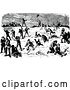 Vector Clip Art of Retro Snowball Fight by Prawny Vintage
