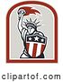 Vector Clip Art of Retro Statue of Liberty Holding a Torch and Shield by Patrimonio