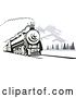 Vector Clip Art of Retro Steam Engine Train near Mountains by Patrimonio