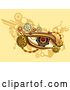Vector Clip Art of Retro Steampunk Human Eye with Gears on Yellow by BNP Design Studio