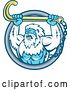Vector Clip Art of Retro Strong Yeti Holding up a Towing J Hook in a Circle by Patrimonio