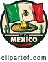 Vector Clip Art of Retro Styled Cinco De Mayo Design with a Sombrero, Mexican Flag, Cactus and Pepper by Vector Tradition SM