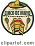 Vector Clip Art of Retro Styled Cinco De Mayo Design with a Sombrero, Poncho and Maracas by Vector Tradition SM