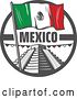 Vector Clip Art of Retro Styled Cinco De Mayo Design with El Castillo Pyramid and a Flag by Vector Tradition SM