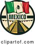Vector Clip Art of Retro Styled Cinco De Mayo Design with El Castillo Pyramid and a Mexican Flag by Vector Tradition SM