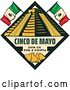 Vector Clip Art of Retro Styled Cinco De Mayo Design with El Castillo Pyramid, Flags and Tortilla Chips by Vector Tradition SM