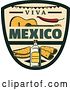 Vector Clip Art of Retro Styled Cinco De Mayo Viva Mexico Design with a Guitar, Pepper, Tequila and Food by Vector Tradition SM