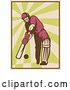 Vector Clip Art of Retro Styled Cricket Batsman Batting by Patrimonio