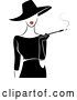 Vector Clip Art of Retro Stylish Lady Wearing a Hat and Black Dress, Smoking a Cigarette with a Long Filter by BNP Design Studio