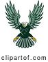 Vector Clip Art of Retro Swooping Green Bald Eagle by Patrimonio