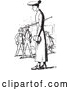 Vector Clip Art of Retro Tall Man in Black and White by Picsburg
