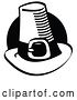Vector Clip Art of Retro Tall Pilgrim Hat with a Buckle Around the Base, in Front of a Black Circle by Andy Nortnik