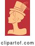 Vector Clip Art of Retro Tan Silhouetted Burlesque Lady Wearing a Hat over Red by BNP Design Studio