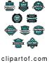 Vector Clip Art of Retro Teal Quality Guarantee Labels by Vector Tradition SM