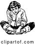 Vector Clip Art of Retro Teenage Girl Pouting and Sitting on the Floor by Picsburg
