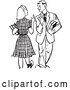 Vector Clip Art of Retro Teenage High School Couple Waving While Passing at School in by Picsburg