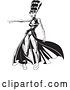 Vector Clip Art of Retro the Bride of Frankenstein in a Sexy Dress and Boots, Pointing to the Left by Lawrence Christmas Illustration