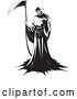 Vector Clip Art of Retro the Grim Reaper Standing in a Robe, Holding a Scythe and Beckoning for the Viewer to Come Forward by Lawrence Christmas Illustration