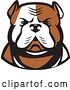 Vector Clip Art of Retro Tough American Bulldog Head in Tan and White by Patrimonio