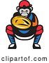 Vector Clip Art of Retro Tough Chimpanzee Monkey Baseball Player Catcher Crouching by Patrimonio