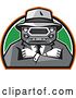 Vector Clip Art of Retro Tough Mobster with a Car Grill Head and Folded Arms in a Half Circle by Patrimonio