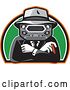 Vector Clip Art of Retro Tough Mobster with a Car Grill Head, Cigar and Folded Arms in a Half Circle by Patrimonio