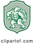 Vector Clip Art of Retro Tough Turtle in a Fighting Stance Inside a Green and White Shield by Patrimonio