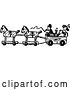 Vector Clip Art of Retro Toy Wheel Horses and a Wagon with Dolls by Prawny Vintage