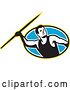 Vector Clip Art of Retro Track and Field Javelin Thrower over a Blue Oval by Patrimonio