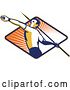 Vector Clip Art of Retro Track and Field Javelin Thrower over a Ray Diamond by Patrimonio