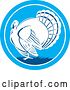 Vector Clip Art of Retro Turkey Bird in a Blue Circle by Patrimonio