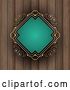 Vector Clip Art of Retro Turquoise and Gold Diamond Shaped Frame over Wood by KJ Pargeter