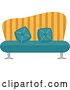 Vector Clip Art of Retro Turquoise and Yellow Striped Couch by BNP Design Studio