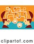 Vector Clip Art of Retro Two Business Men with Open Creative Brains and Ideas by Qiun