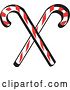 Vector Clip Art of Retro Two Red and White Candy Canes by Andy Nortnik