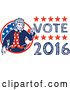 Vector Clip Art of Retro Uncle Sam in an American Patiotic Suit, Pointing from a Circle by Vote 2016 Text by Patrimonio