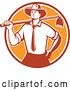 Vector Clip Art of Retro Urban Farmer Wearing a Neck Tie and Holding a Hoe over His Shoulder by Patrimonio