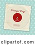 Vector Clip Art of Retro Vinyl Record Album with Sample Text over Blue Polka Dots by Elaineitalia