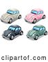 Vector Clip Art of Retro VW Slug Bug Cars by