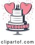 Vector Clip Art of Retro Wedding Cake with Heart Balloons and Confetti by Vector Tradition SM