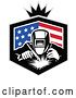 Vector Clip Art of Retro Welder Working in an American Flag Shield with a Crown by Patrimonio