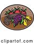 Vector Clip Art of Retro Wheat, Grapes, Lemons and Apples Logo by Patrimonio