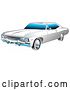 Vector Clip Art of Retro White and Chrome 1967 Chevrolet Ss Impala Muscle Car by Andy Nortnik
