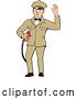 Vector Clip Art of Retro White Male Gas Station Attendant Jockey Holding a Nozzle and Waving by Patrimonio