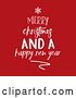 Vector Clip Art of Retro White Merry Christmas and a Happy New Year Greeting Forming a Tree over Red by KJ Pargeter
