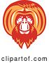 Vector Clip Art of Retro White, Red and Orange Orangutan Monkey Face by Patrimonio