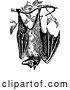 Vector Clip Art of Retro Wild Bat Hanging from a Tree by Prawny Vintage