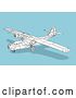 Vector Clip Art of Retro Wireframe Catalina Airplane on Blue by Patrimonio