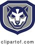 Vector Clip Art of Retro Wolf Cub Head in a Gray White and Blue Shield by Patrimonio
