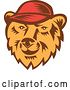 Vector Clip Art of Retro Woodcut Bear Face Wearing a Baseball Cap by Patrimonio